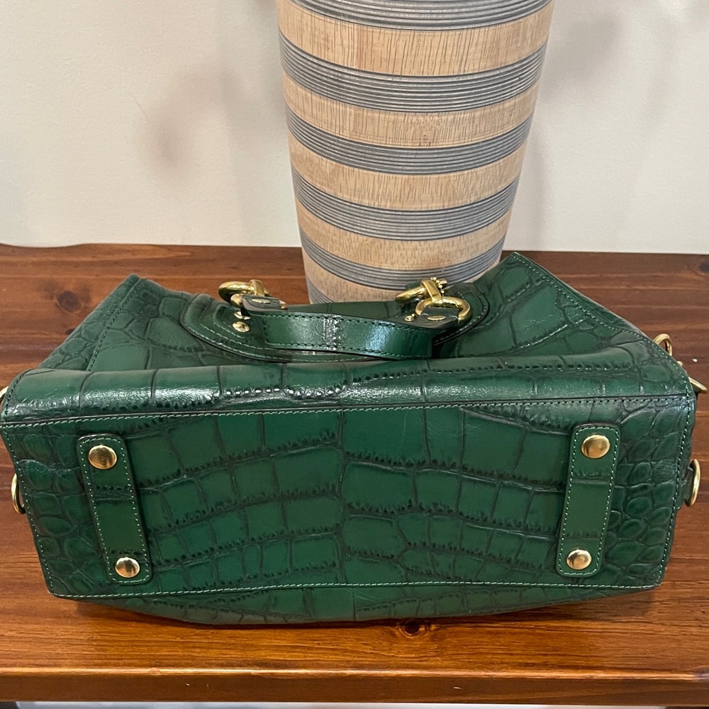 Coach Forest Green Croc-Embossed Satchel - Picture 4 of 4